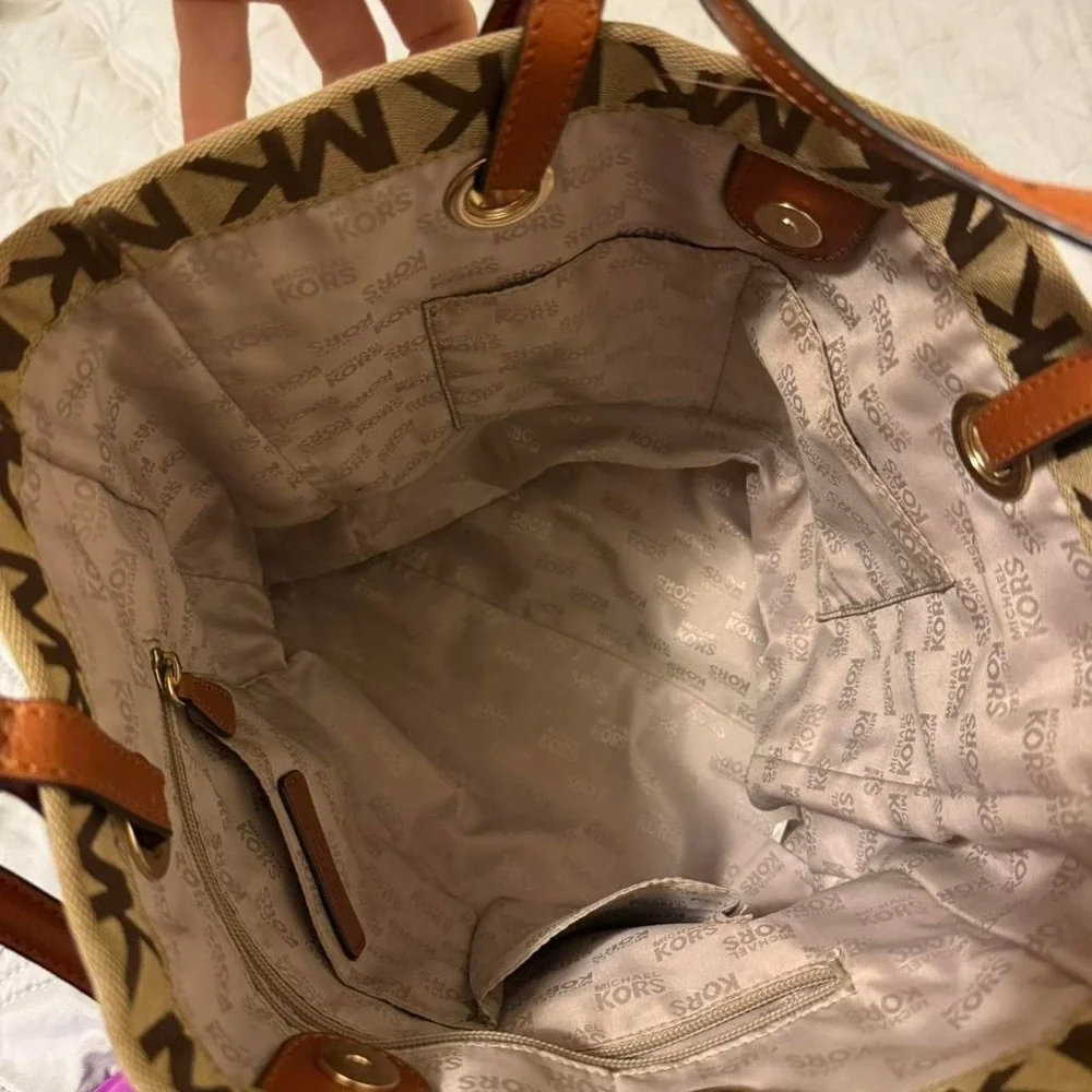 Brown Michael Kors MK y2k Purse Leather Shoulder Everyday Bag Canvas